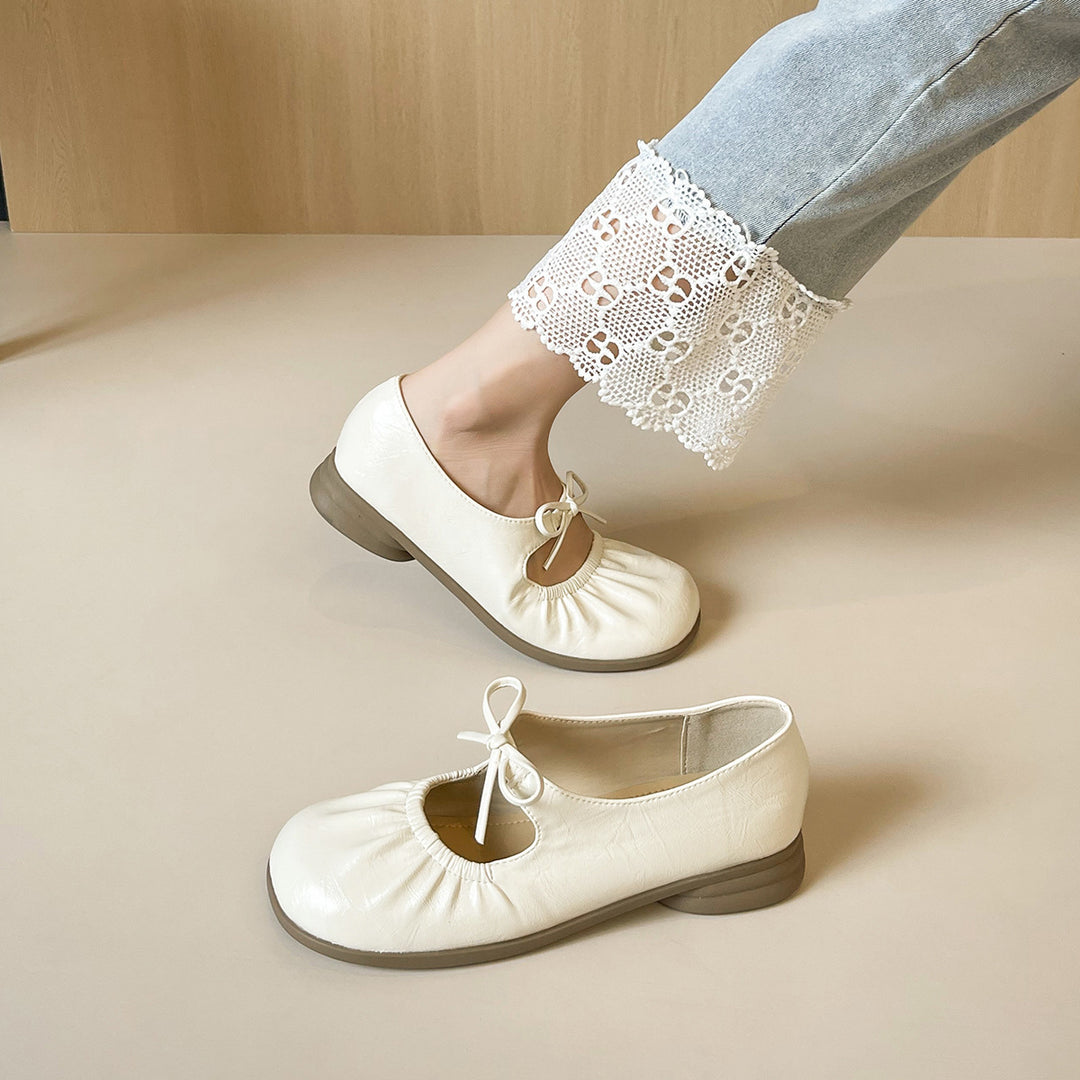 Damen Ballerinas mit elegantem Faltendesign und praktischem Schnürdetail EB