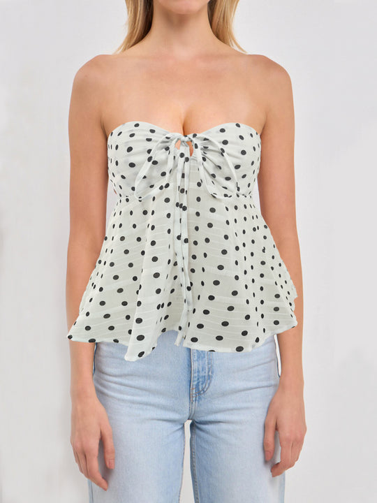 Damen Bandeau-Bluse mit floralem Design und Raffung EB