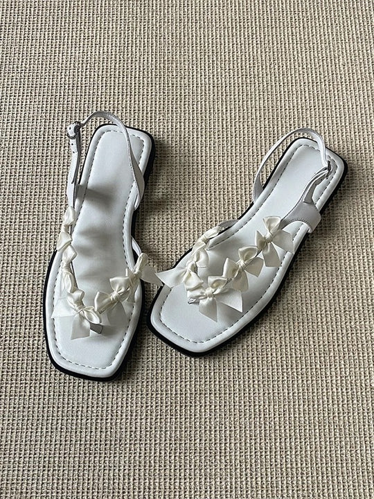 Damen Slingback-Sandaletten mit dekorativem Schleifen-Design EB