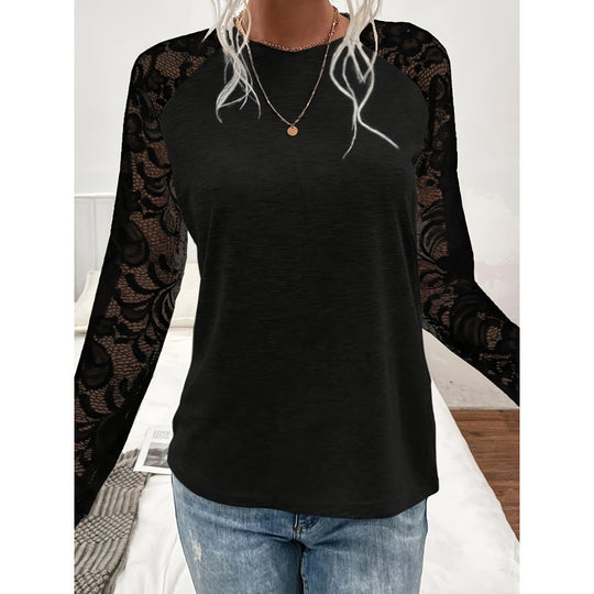 Damen Langarmshirt mit Spitzenärmeln und lässigem Schnitt EB