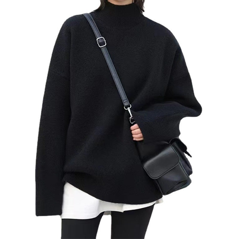 Damen Hochwertiger Rollkragenpullover mit oversized Schnitt und eleganten Ärmelabschlüssen EB