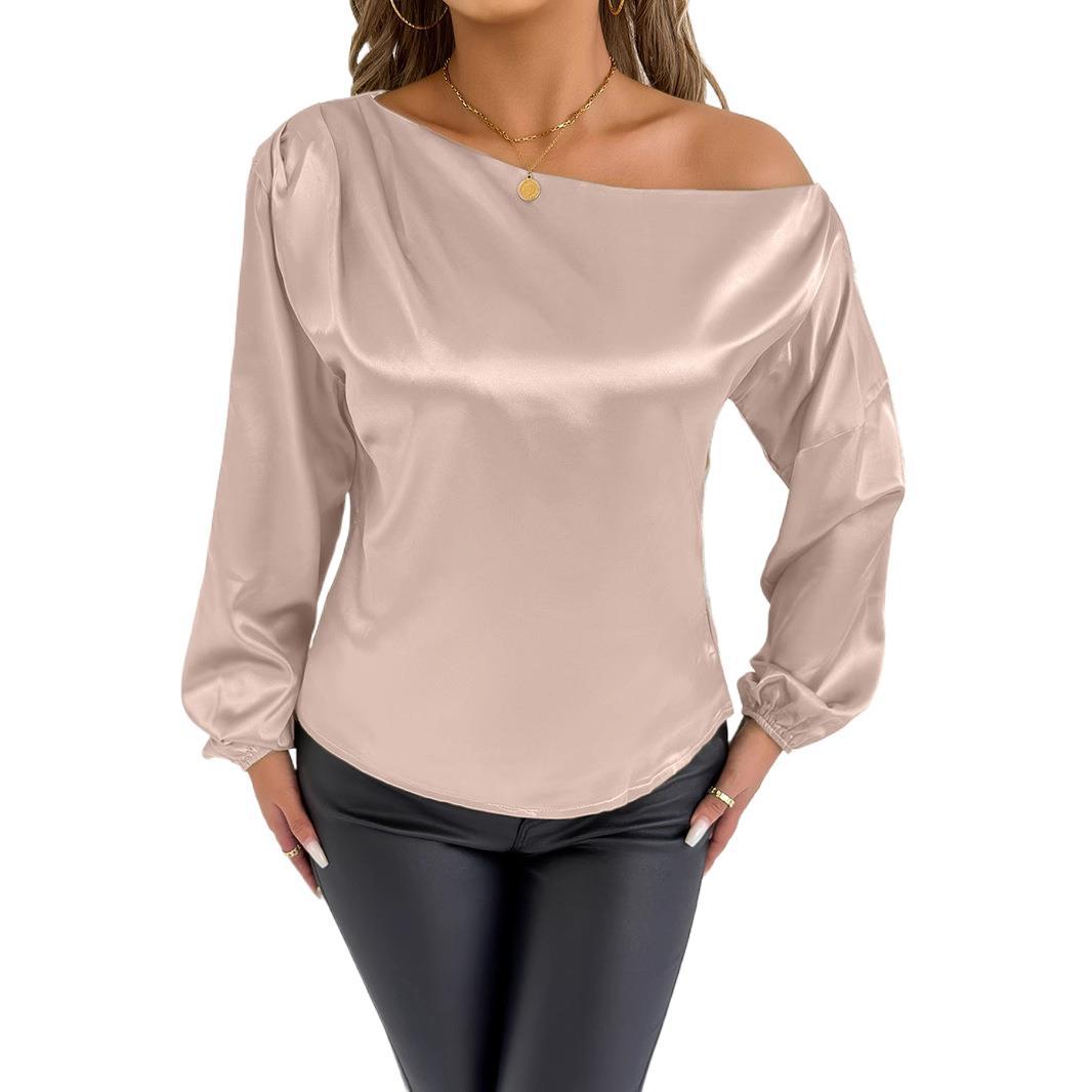 Damen elegante Off-Shoulder Bluse mit weiten Ärmeln EB