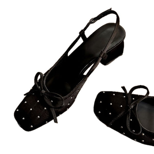 Damen Sling-Pumps mit modischem Schleifenakzent und komfortablem Blockabsatz EB
