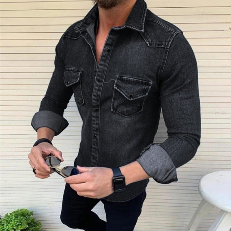Herren Denim Hemd mit modernem Schnitt und praktischen Brusttaschen EB