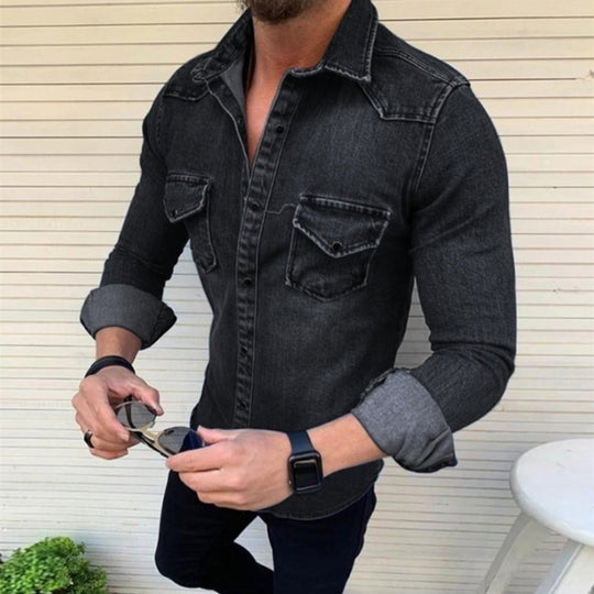 Herren Denim Hemd mit modernem Schnitt und praktischen Brusttaschen EB