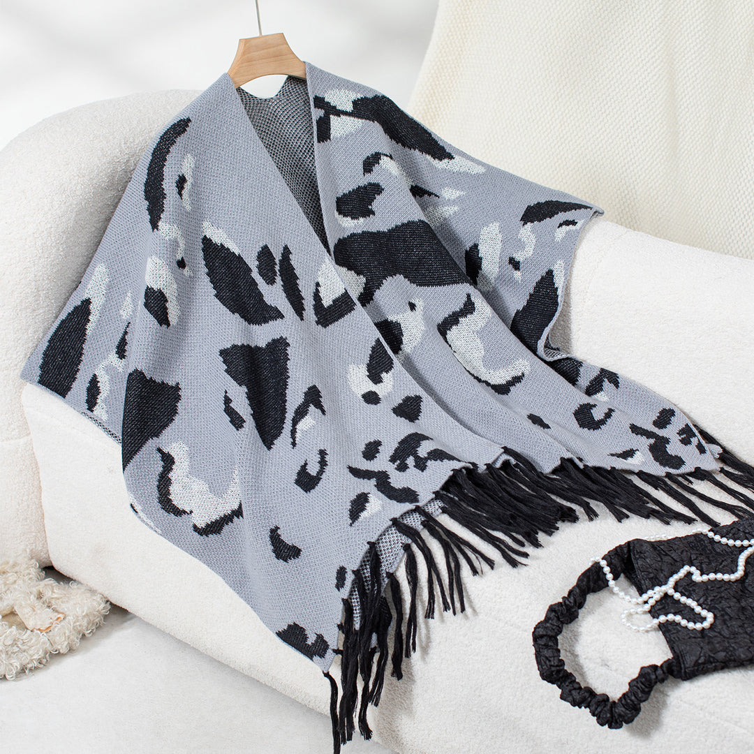 Damen weicher Schal mit fransigem Design EB