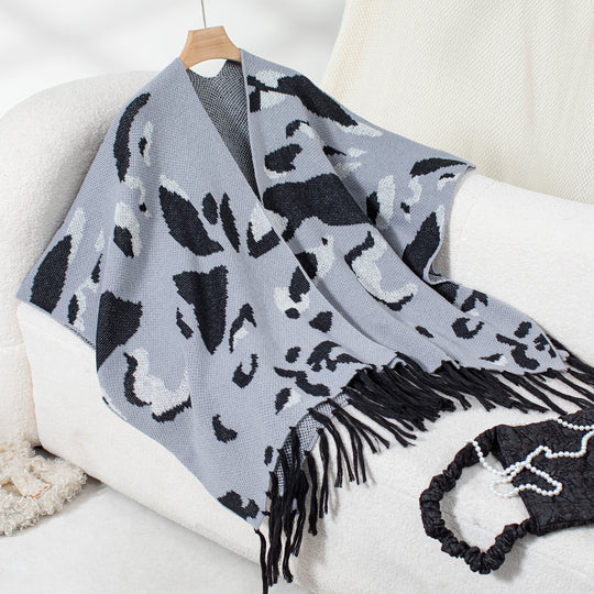 Damen weicher Schal mit fransigem Design EB