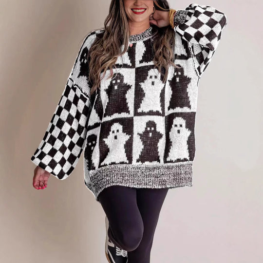 Damen Großer, gemütlicher Strickpullover mit Geisterdesign EB