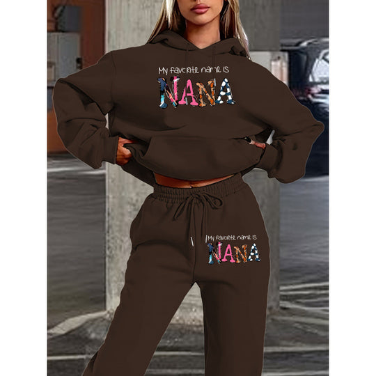 Damen Jogginganzug mit kreativem Schriftzug und bequemer Passform EB