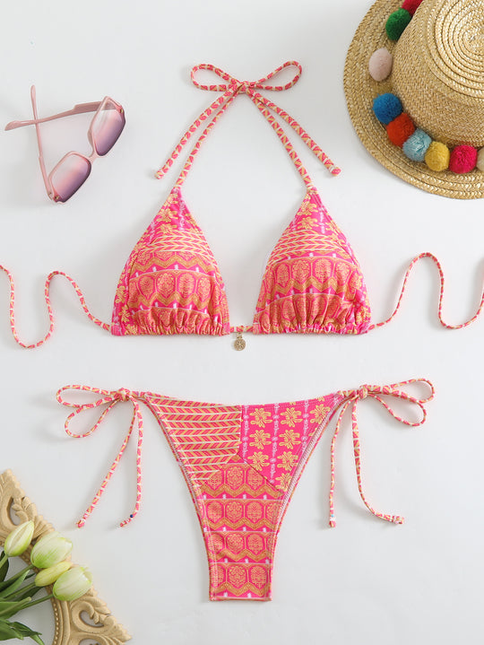 Damen Triangel-Bikini-Set mit verspieltem Blumenmuster EB