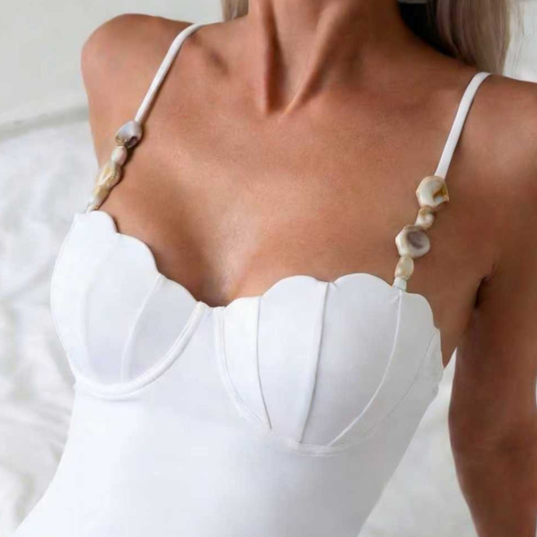 Damen Eleganter Bademode-Einteiler mit romantischen Muscheldetails EB