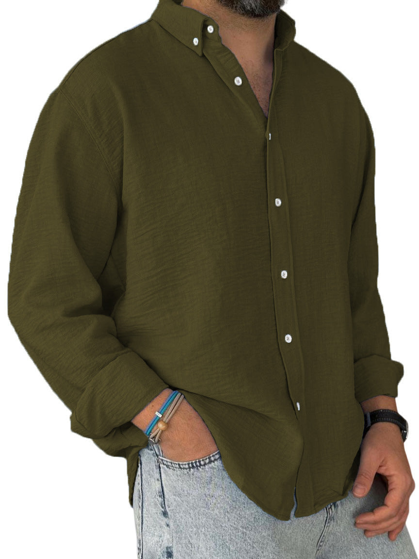 Herren nan leichtes Baumwoll-Leinen-Hemd mit Button-Down-Kragen und entspannter Relaxed-Fit EB