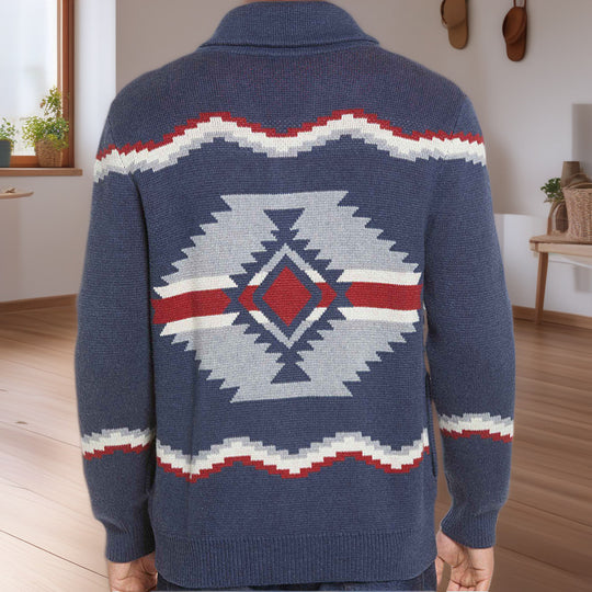 Herren Strickjacke im modernen Ethno-Design mit praktischen Knöpfen EB