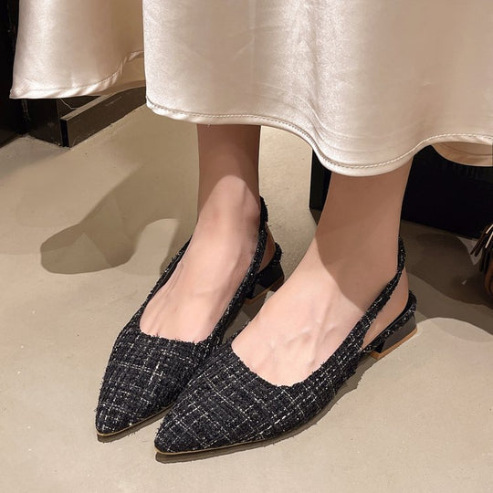 Damen Slingbacks mit dekorativem Textil-Obermaterial EB