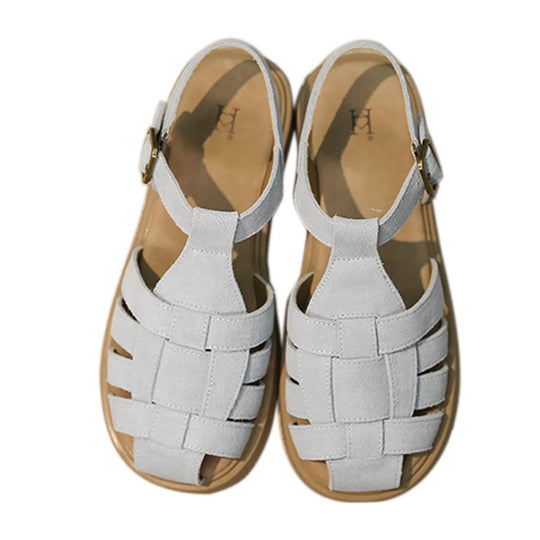 Damen Komfortable und modische Riemchensandalen mit geflochtenem Design EB