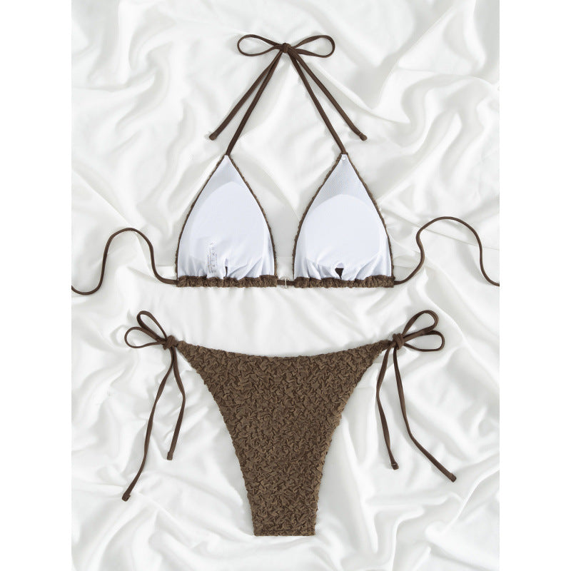 Damen Triangel-Bikini mit strukturiertem Obermaterial und verstellbaren Bändern EB