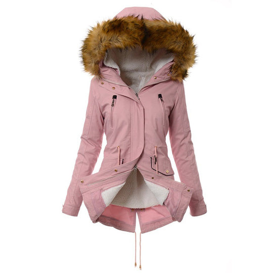 Damen Winterparka mit abnehmbaren Kunstfellkragen EB