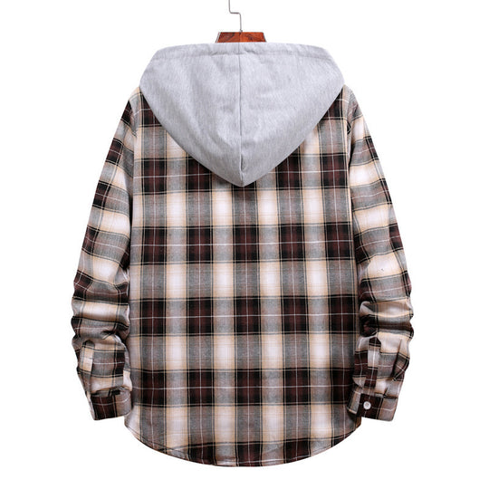 Herren Karohemdjacke mit Kapuze und großzügigen Taschen EB