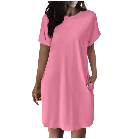 Damen lässiges T-Shirt Kleid mit praktischen Taschen EB