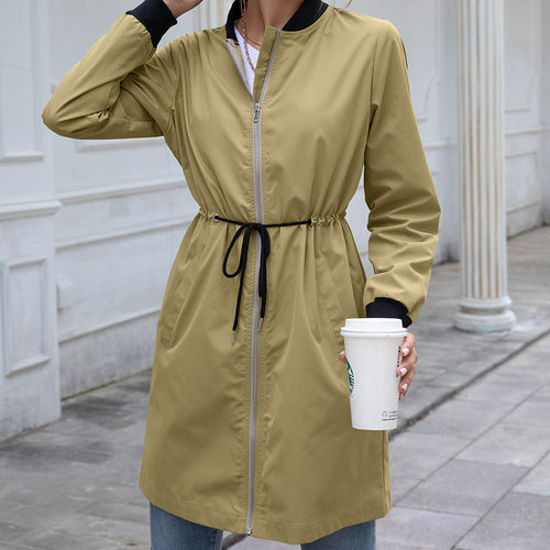 Damen funktionale Übergangsjacke mit Taillenzug und praktischen Taschen EB