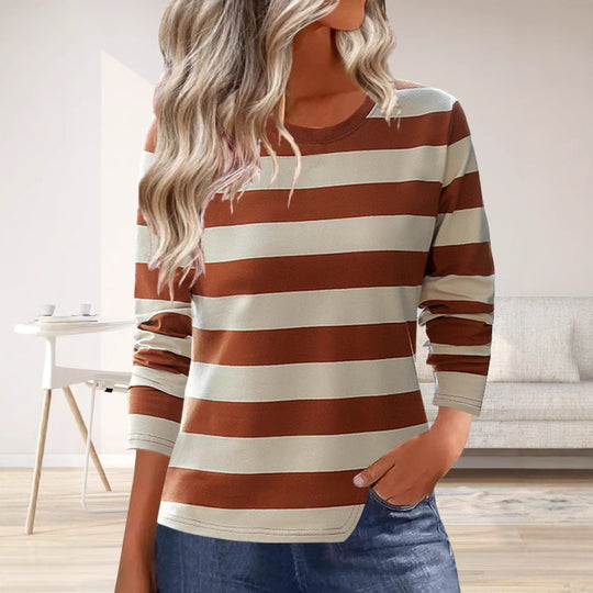 Damen Langarmshirt mit modernem Streifenmuster und bequemer Passform EB