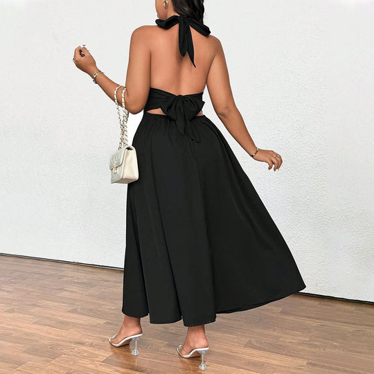 Damen elegantes etwas schwingendes Abendkleid mit tiefem V-Ausschnitt EB
