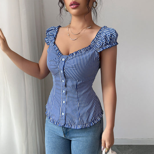 Damen Elegantes Oberteil mit Rüschendetails und tailliertem Schnitt EB