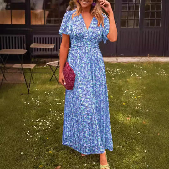 Damen Maxikleid mit floralem Muster und raffinierten Ärmeln EB