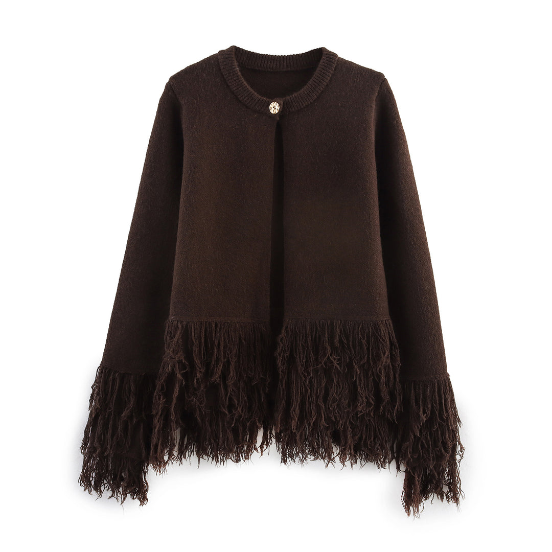 Damen eleganter Cardigan mit fransigen Details EB