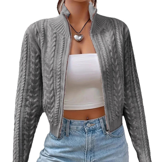 Damen Design Strickjacke mit innovativem Zopfmuster und eleganten Details EB