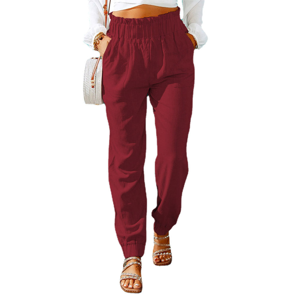 Damen Bequeme und elegante Sommerhose mit elastischem Bund und praktischen Taschen EB
