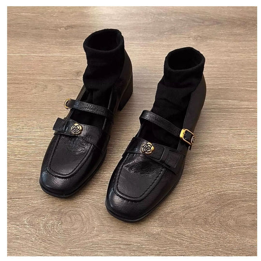 Damen Mokassins mit elegantem Riemen und luxuriösem Metall-Detail EB