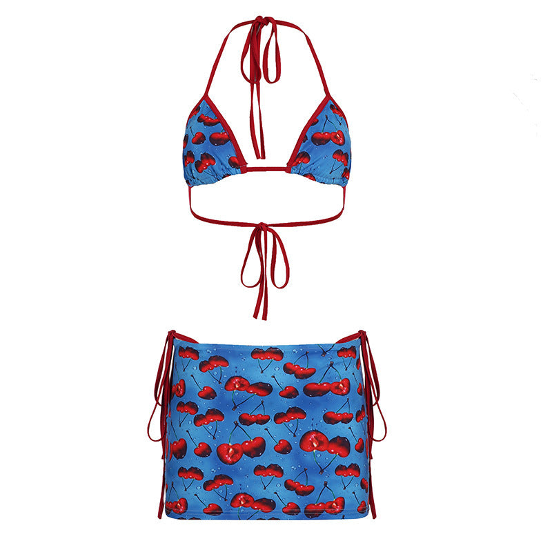 Damen Bikini-Set mit fruchtigem Design und verstellbaren Trägern EB