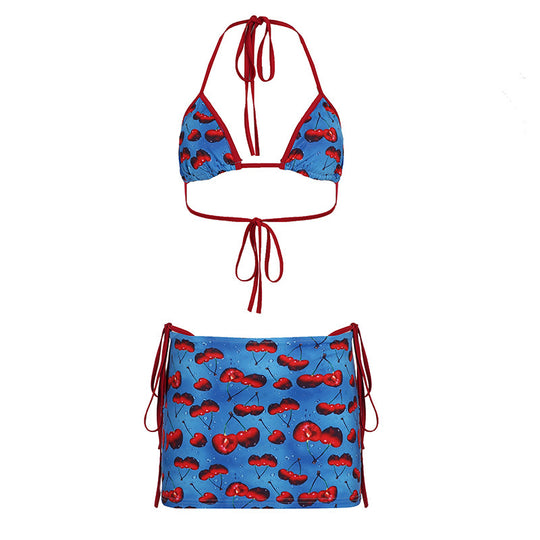 Damen Bikini-Set mit fruchtigem Design und verstellbaren Trägern EB