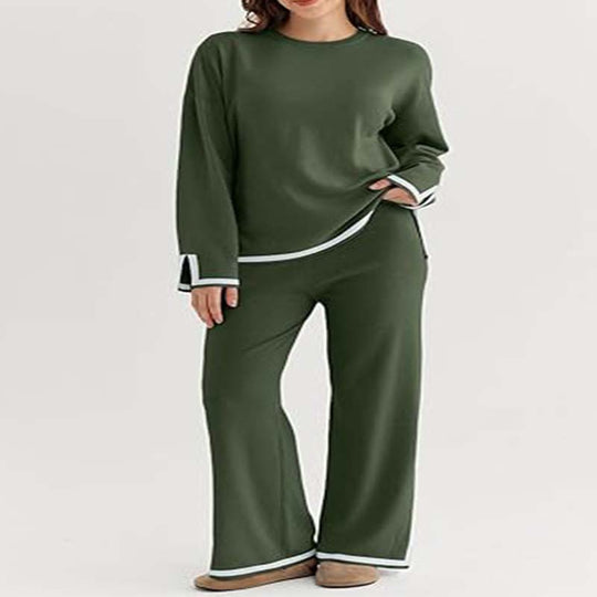 Damen modisches Lounge-Set mit weitem Schnitt und Kontrastbündchen EB
