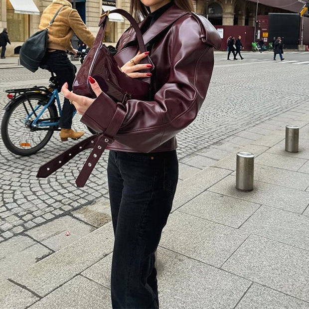 Damen Modische jacke im cropped Design mit Gummizug EB