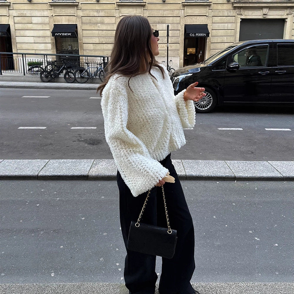 Damen kuschelige Teddyjacke mit weiten Ärmeln und stylischem Schnitt EB