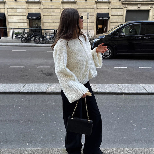 Damen kuschelige Teddyjacke mit weiten Ärmeln und stylischem Schnitt EB