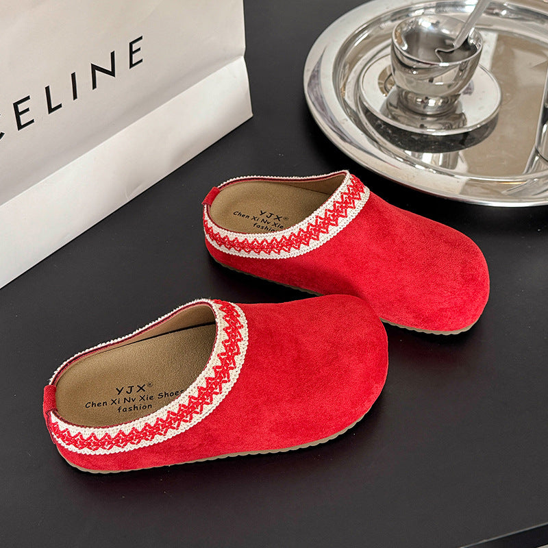 Damen Gemütliche Fleece-Clogs mit modischem Riemen EB