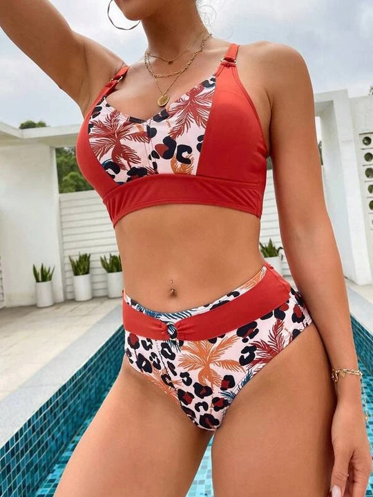 Damen Bikini-Set mit Hohem Bund und Modischem Design EB