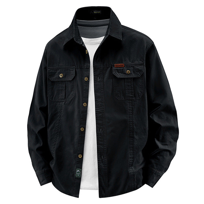 Herren nan leichte Overshirt-Jacke mit Klappbrusttaschen und klassischem Hemdkragen EB