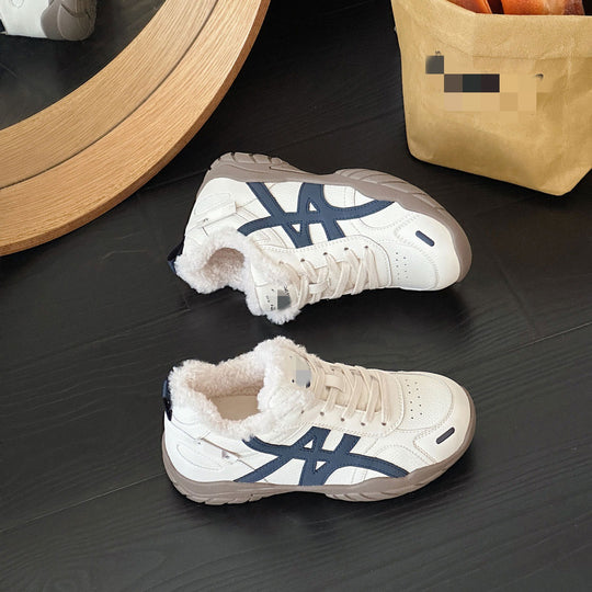 Damen Fleecegefütterte Sneakers mit rutschfester Sohle und modischem Design EB