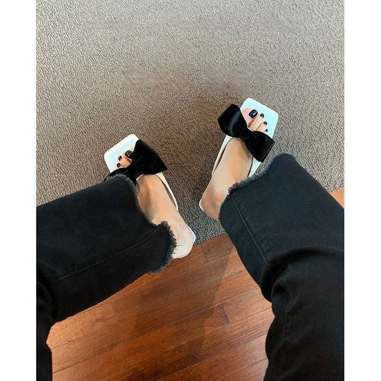 Damen elegante Slipper mit zierlichem Schleifendetail EB