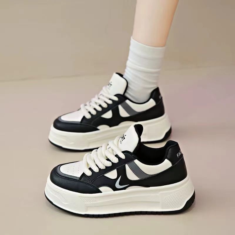 Damen modische Chunky-Sneaker mit dicker Dämpfung und elastischem Schnürsystem EB