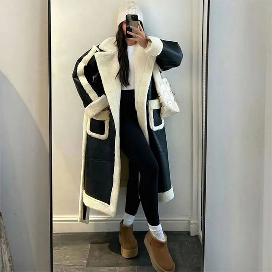 Damen Modischer Langmantel mit Kuschelfutter EB