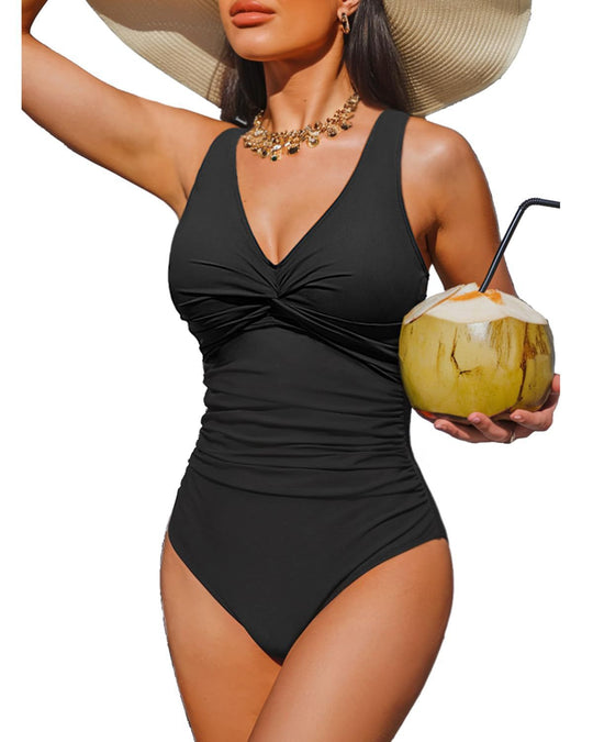 Damen Eleganter Einteiler Badeanzug mit modischem Twist EB