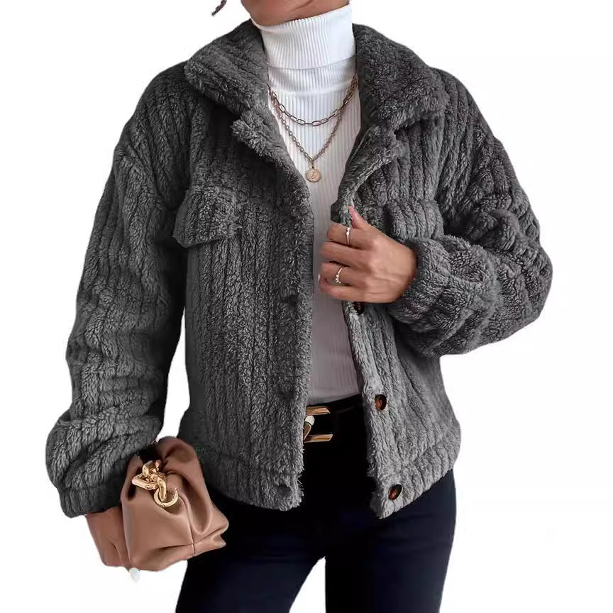 Damen Flauschige Oversize-Jacke mit strukturiertem Fleece EB