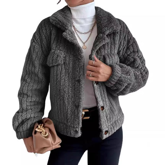 Damen Flauschige Oversize-Jacke mit strukturiertem Fleece EB