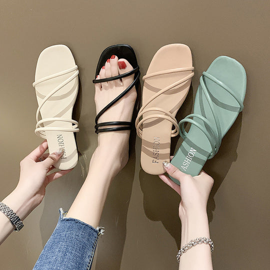 Damen trendige Minimalistische Riemchensandalen EB