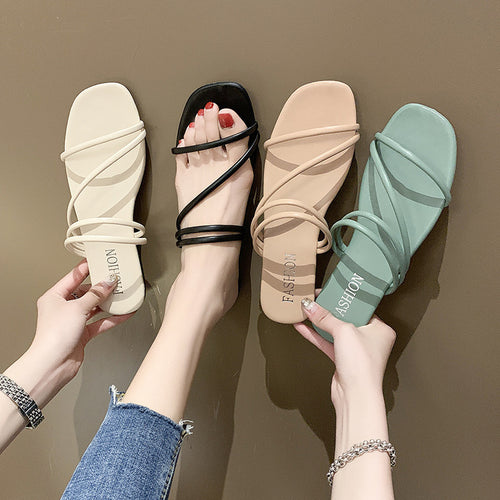 Damen trendige Minimalistische Riemchensandalen EB